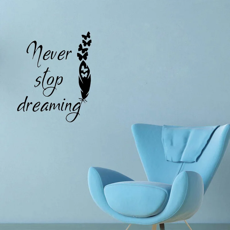 YOJA, 57,5 см* 70 см, для гостиной, цитата, "Never Stop Dreaming", ПВХ, домашний декор, настенная наклейка, W1-138