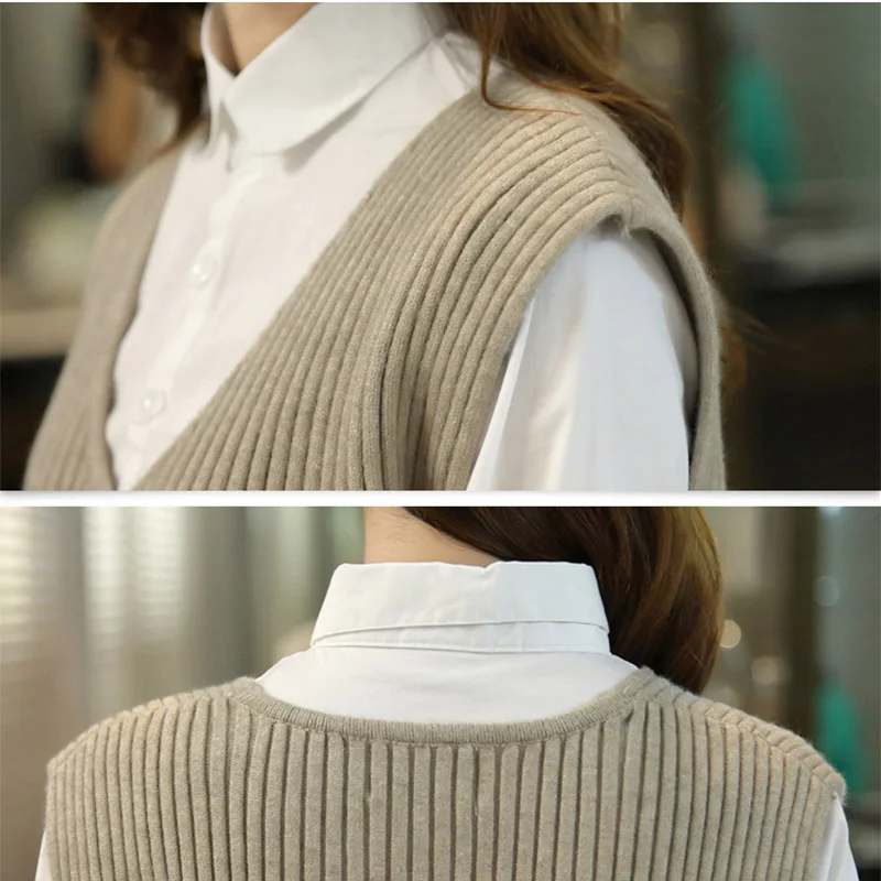 QAZXSW 2018 New Spring Plus Size Women Waistcoat For Vest Knitted Harajuku Ladies Woolen Coat Colete Feminino HB666 | Женская одежда