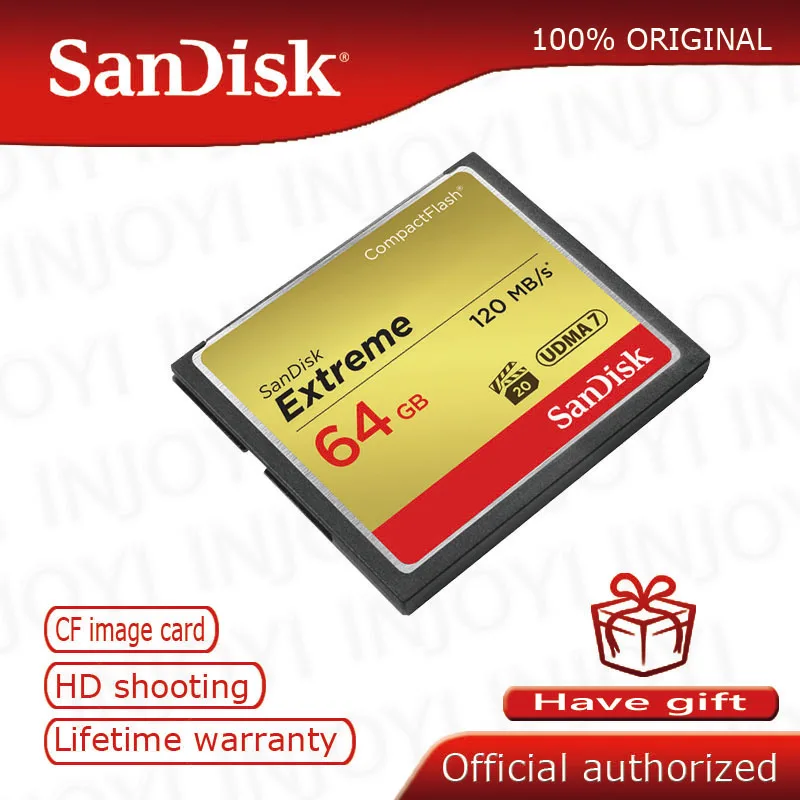 100% Original Sandisk Extreme Compactflash Memory CF Card 64GB 32GB 16GB Up to 120MB/s Read Speed for rich 4K | Компьютеры и офис