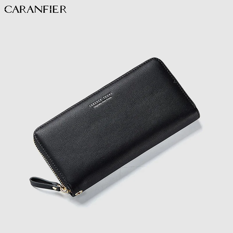 CARANFIER/женские кошельки из искусственной кожи; длинный Повседневный клатч на молнии с кисточками; простой кошелек для женщин; карман для телефона; держатель для карт; Carteras