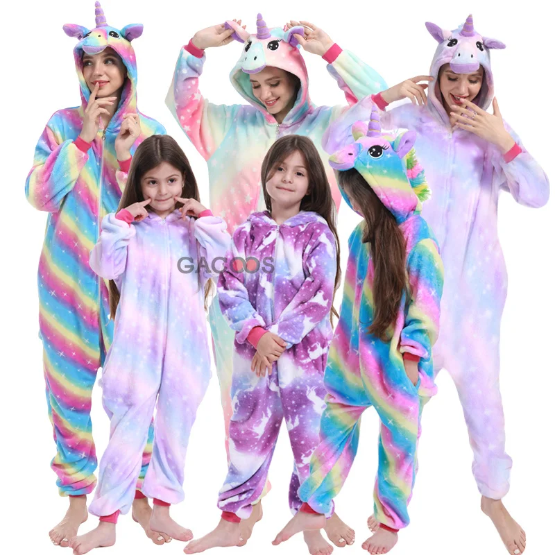Пижама для мальчиков и девочек Kugurumi зимняя Фланелевая пижама с капюшоном в виде