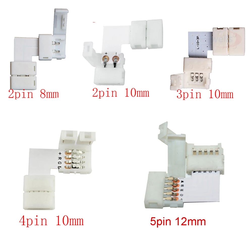 

5set L Shape 2pin 3pin 4pin 5pin LED Connector For connecting corner right angle 5050 SMD RGB RGBW 3528 2811 2812 LED Strip