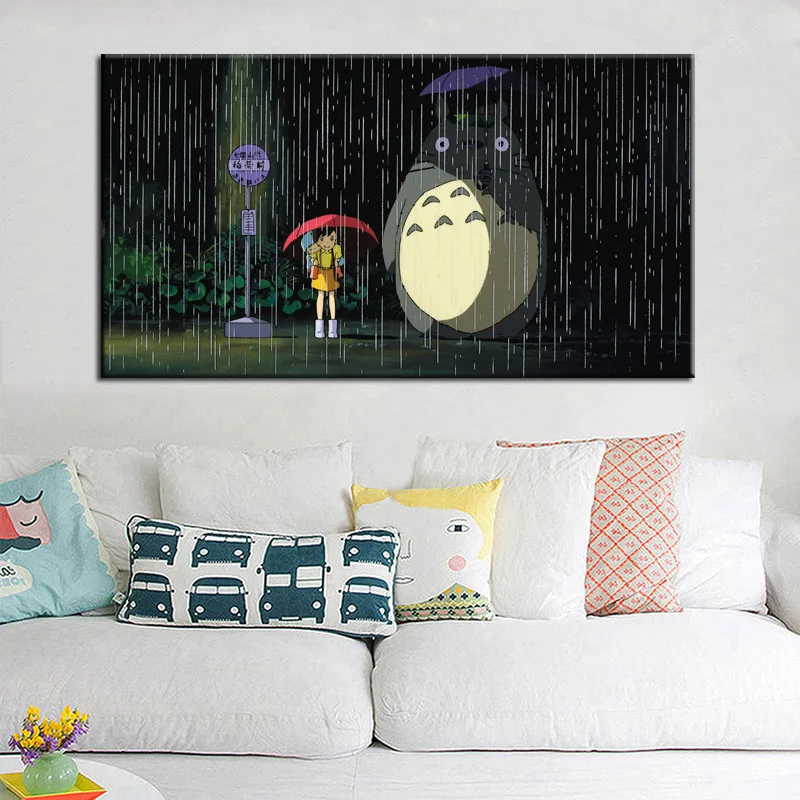 Modern Cartoon Movie Posters and Prints On Canvas Wall Art Painting Miyazaki Hayao Pictures Deocration For Kids Bedroom | Дом и сад
