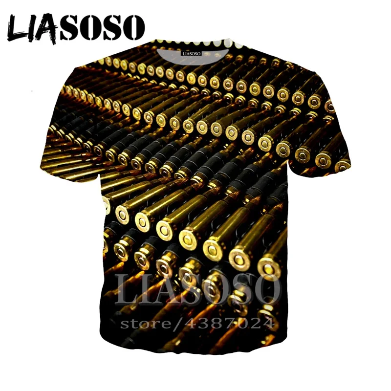 LIASOSO, аниме, 3d принт, футболка для мужчин и женщин, модная футболка с пистолетом, Harajuku, пуля,, футболка, пистолет, Забавные футболки, homme, футболка D823 - Цвет: 10
