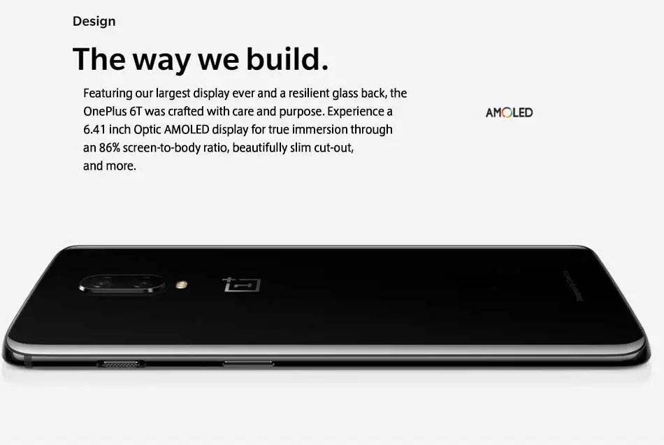 Мобильный телефон Oneplus 6T 4G LTE, 6,41 дюймов, 8 ГБ ОЗУ, 128 Гб ПЗУ, Восьмиядерный процессор Snapdragon 845, двойная задняя камера, Android 9,0, NFC, смартфон