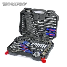 WORKPRO 123 шт. набор инструментов ручной для ремонта автомобиля, гаечный ключ Разъем набор профессиональных Инструменты для ремонта автомобилей Наборы
