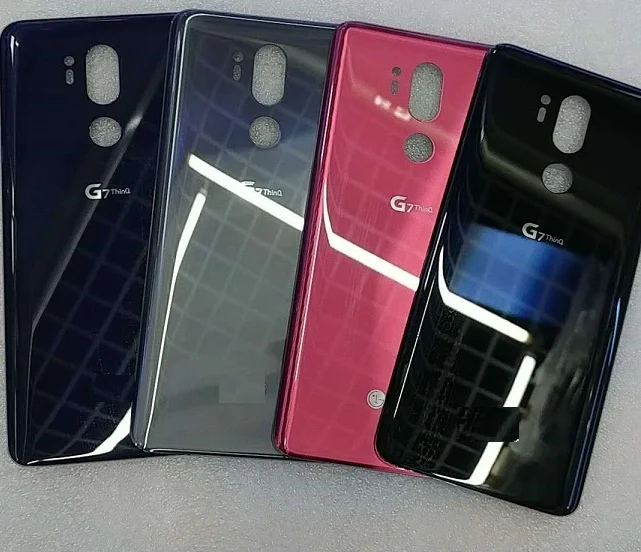 Для LG G7 thinQ + G710EM Задняя стеклянная крышка задняя Батарейная Дверь Замена оправа