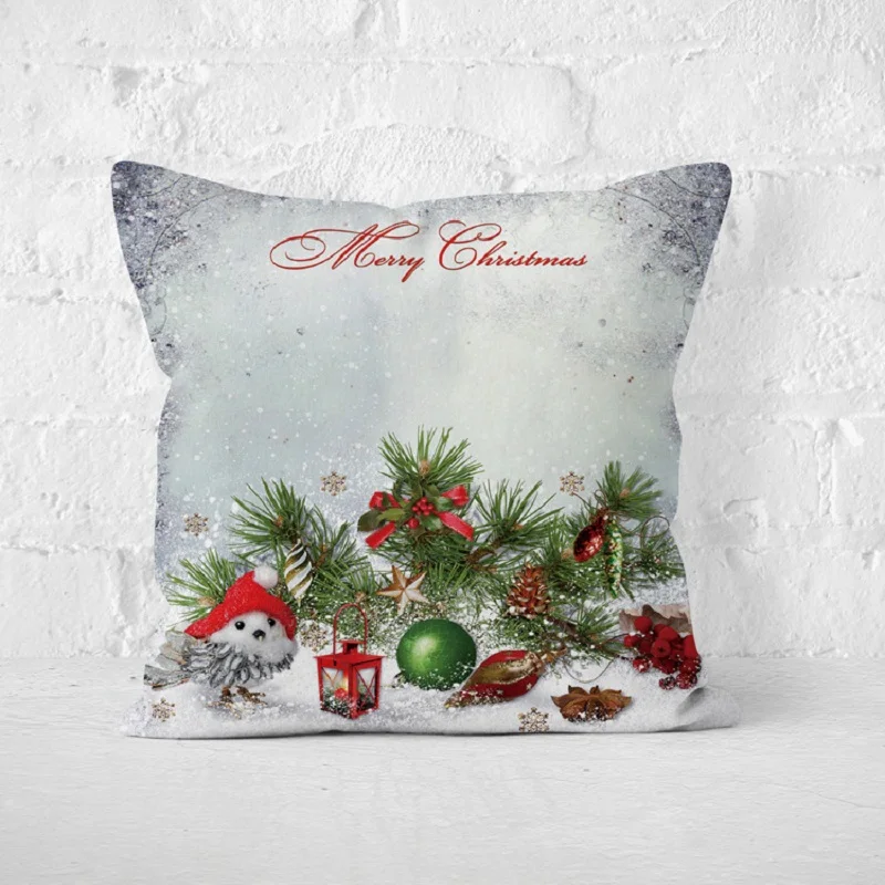 3Pcs Cushion Cover Christmas Decorative Pillow Xmas Flax Throw Case For Home Sofa Car Natal Decor 2017 New Year Navidad Gifts | Дом и сад