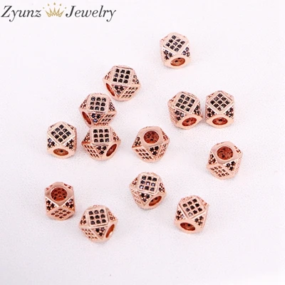 rose gold color 20 шт Черный чешские тонко выполненные многосторонний кубический Квадратные бусины, кубические бусины из циркония бусы цвета: черный/золото/серебро/розовое золото Цвет - Цвет: rose gold color