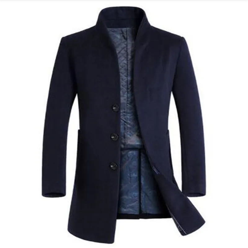 

Long Woolen Coat Men Winter Thicken Trench Wool Coats Mens Casual Silm Fit Warm Windbreaker Jacket Palto Mens Peacoat Overcoat