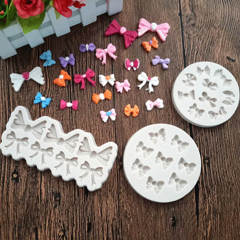

Bows Set Silicone Mold for Fondant, Gum Paste, Chocolate, Crafts Cupcake Icing Sugar Paste 3D Embellishment Topper Mould