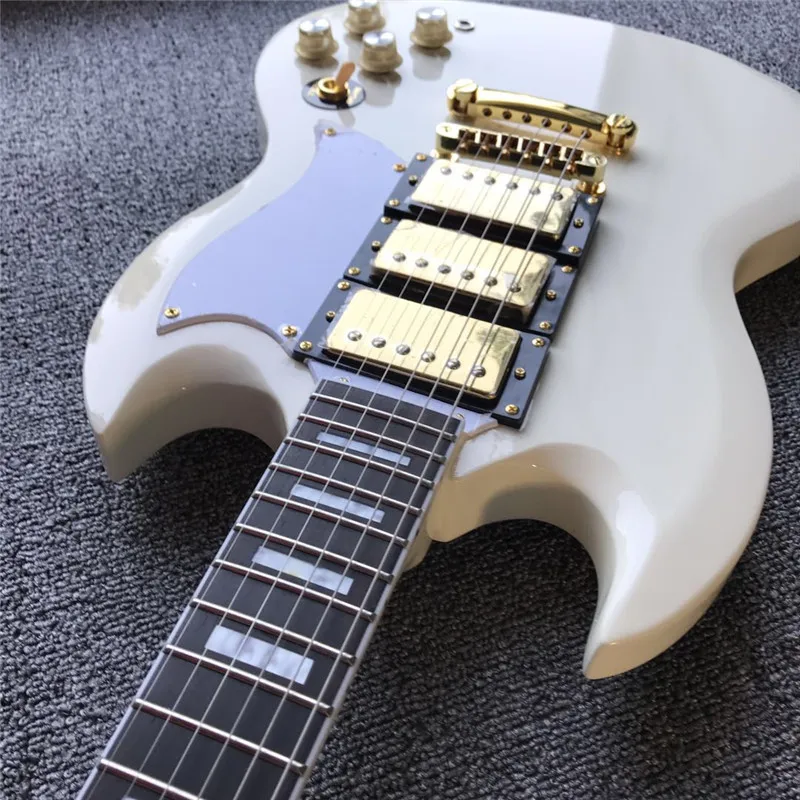 Горячая продажа крем желтая электрогитара с Кремовым цветом красного дерева