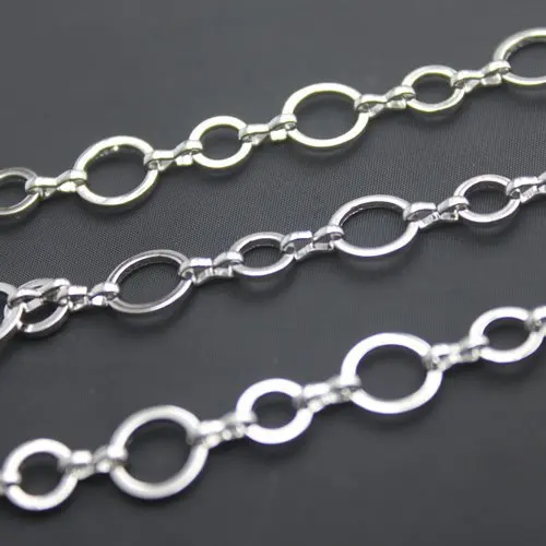 Free shipping!!!20m/lot hand-made Copper material 6mm circle +8mm circle dull silver chain