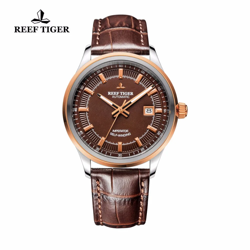 Часы Reef Tiger/RT с горячим дизайном автоматические деловые часы стальной чехол