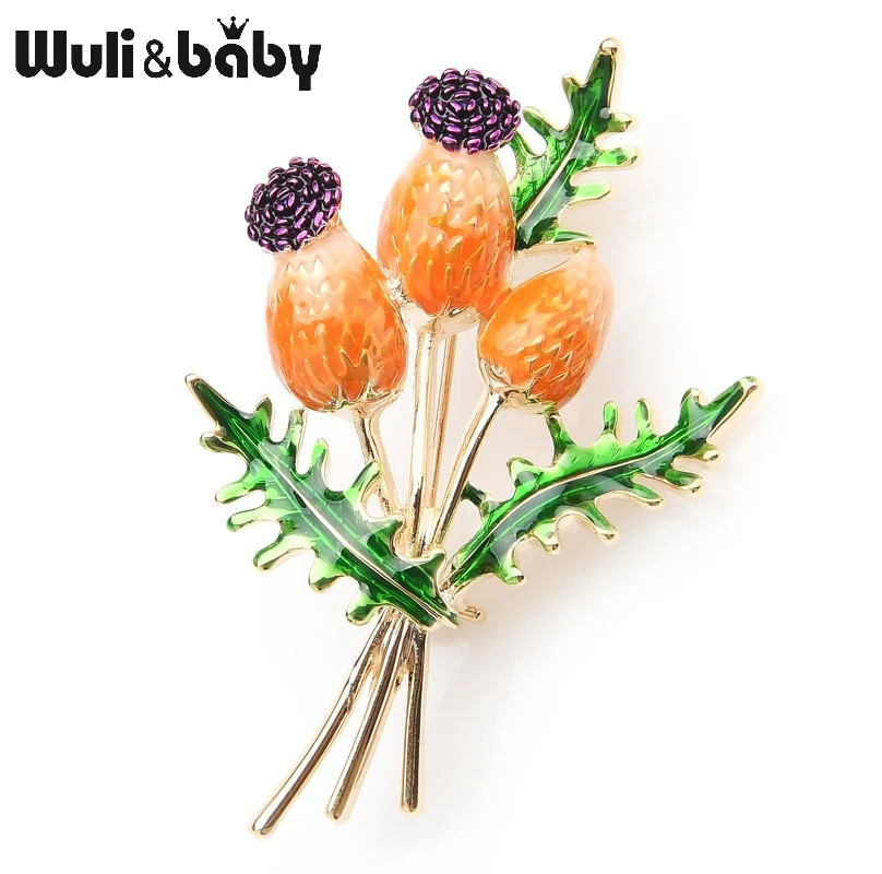 Wuli & baby оранжево синий букет тюльпанов цветочные эмалированные броши