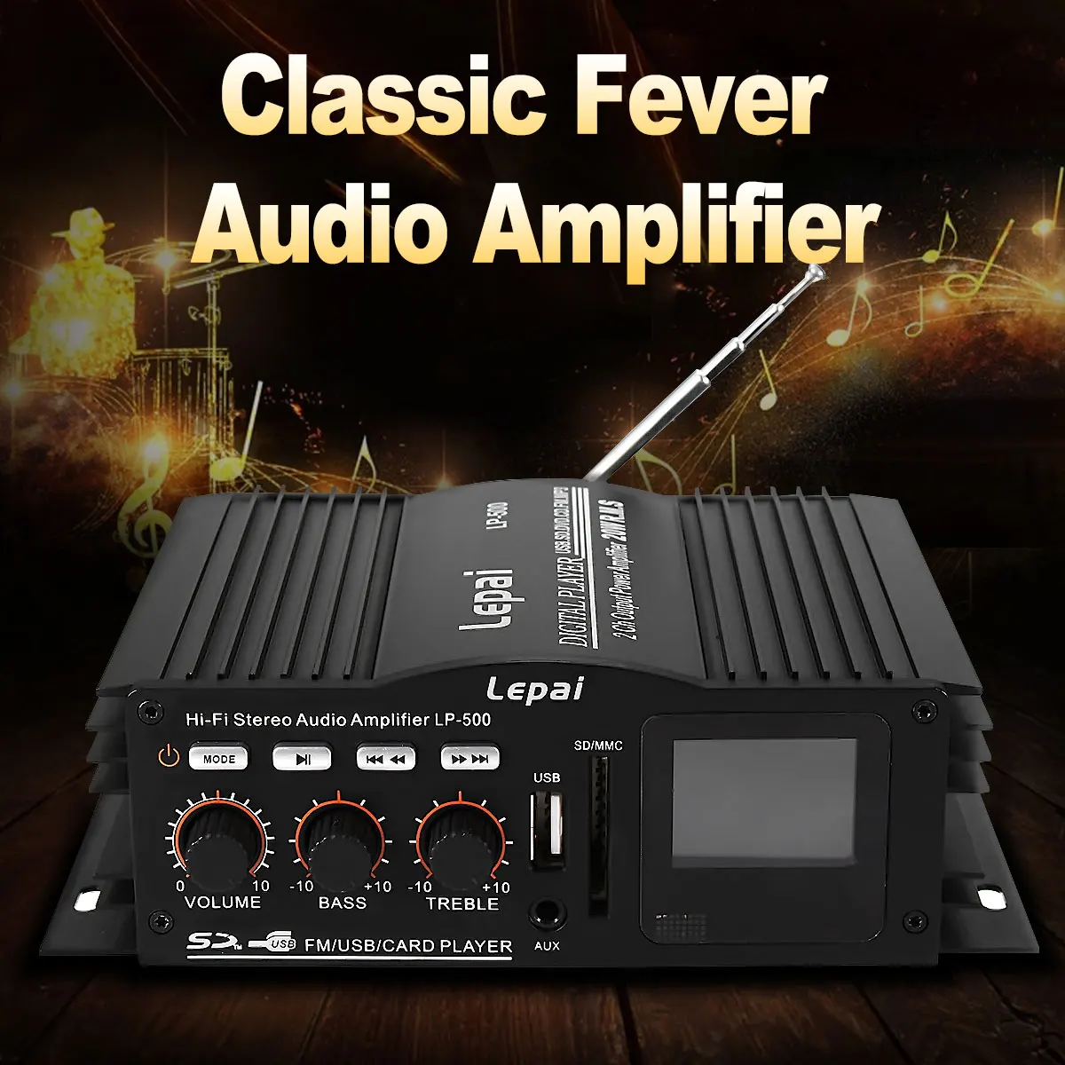 Lepy 500 50 Вт Мини цифровой усилитель FM бас для автомобиля дома MP3 Усилитель плеер |