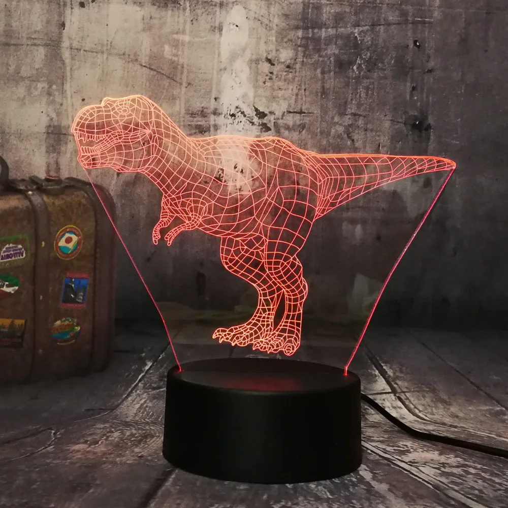 Крутой тираннозавр рекс мир Юрского периода динозавр животное 3D светодиодный Настольный светильник RGB Ночной светильник USB Домашний Декор Детский Рождественский подарок
