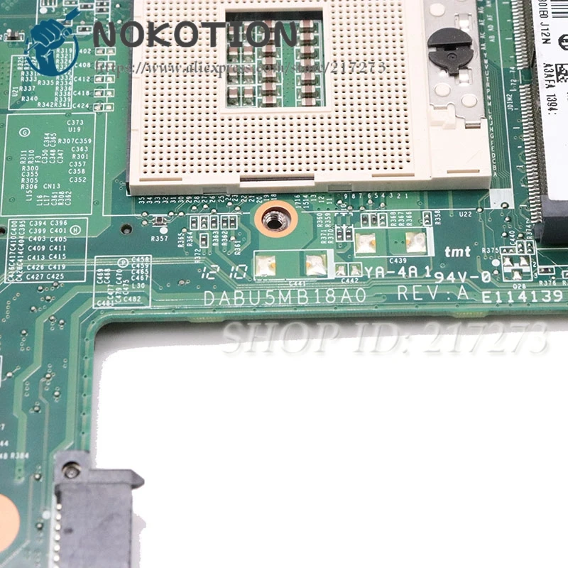 NOKOTION для Toshiba Satellite L730 L735 Материнская плата ноутбука HM65 UMA DDR3 A000095030 DABU5MB18A0 основная плата