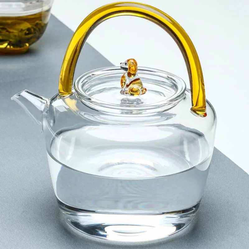 

900ml Heat Resistant High Borosilicate Glass Kettle Electric Ceramic Heater Tea Pot Fruit Juice Coffee Lemon Flower Teapot Decor