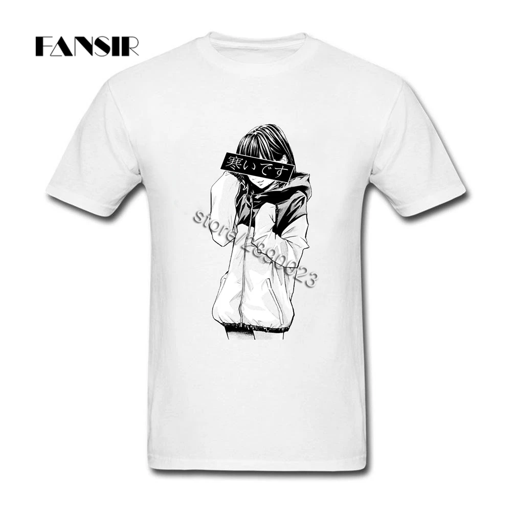 Грустно японской эстетики футболки Cool Для мужчин футболка с короткими рукавами