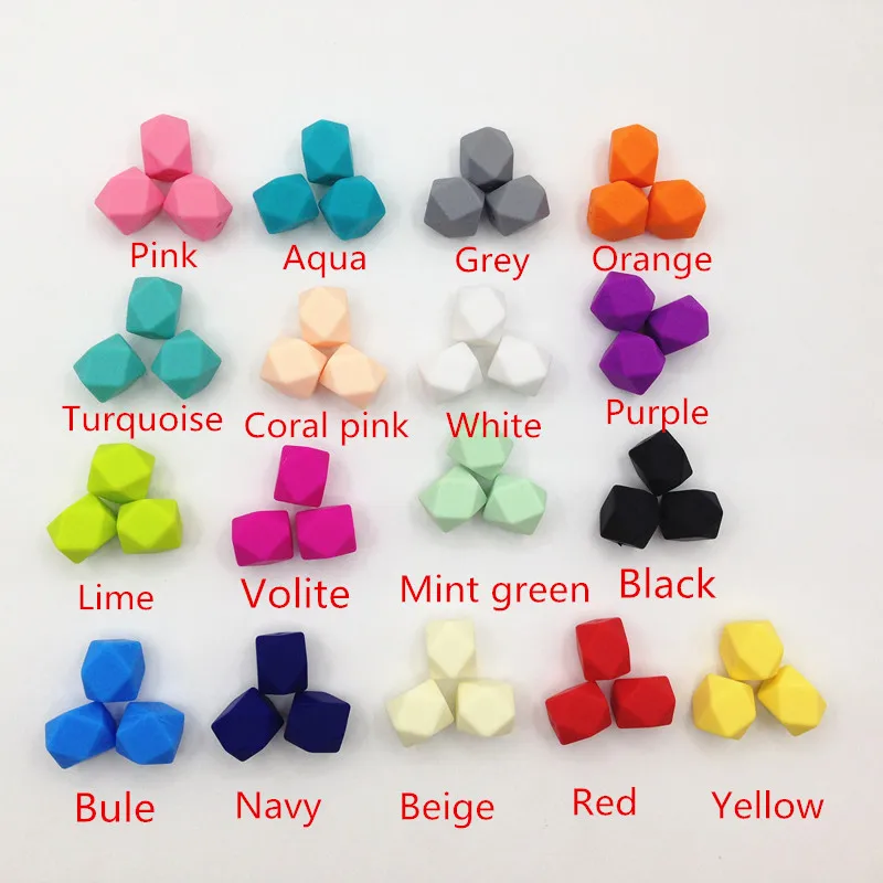 

18MM Small Geometric Hexagon Silicone Beads - DIY Lot of 100pcs Hexagon Loose Individual Silicone Beads without joint line