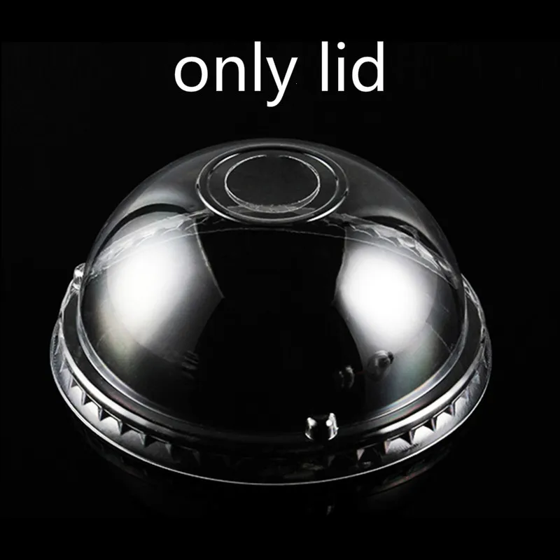 only lid 500 шт 90 Калибр прозрачная одноразовая пластиковая чашка вечерние на день рождения свадебные холодные напитки сок, Кофе Молоко для чая и других напитков чашки - Цвет: only lid