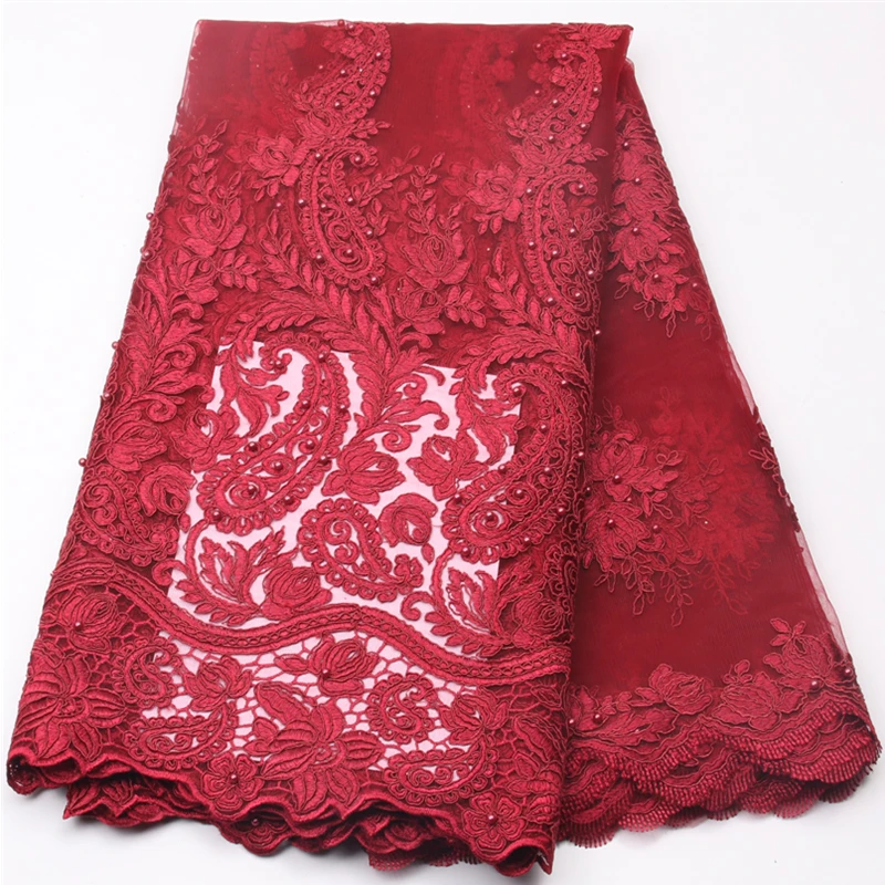 Персиковые бисерные кружева с вышивкой 2018 Высокое качество Кружева Французский