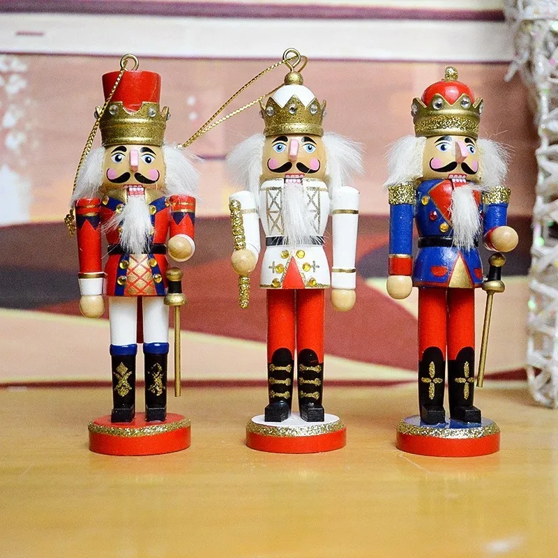 Set of 3 Милый мини 5 дюймов деревянный Щелкунчик кукла деревянные расписанные вручную Рождественский орех орнамент украшения фигурки кукла на Рождество - Цвет: Set of 3