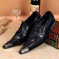 sapato social masculino couro black steel pointed toe dress formal shoes male genuine leather business oxford italian shoes men