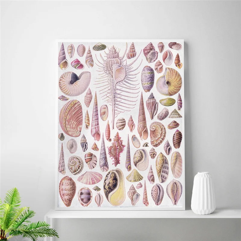 Винтажный Шелковый постер с морскими ракушками Haeckel домашний декор 24x32