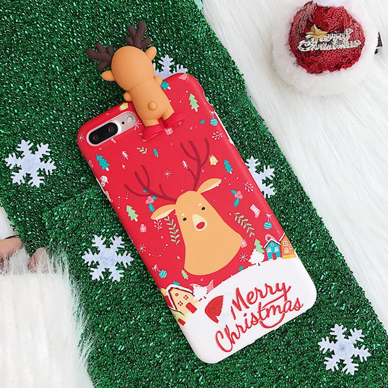 Для IphoneXS/XR/6/8 плюс DIY ТПУ мультяшный олень Merry Рождественский подарок прекрасный