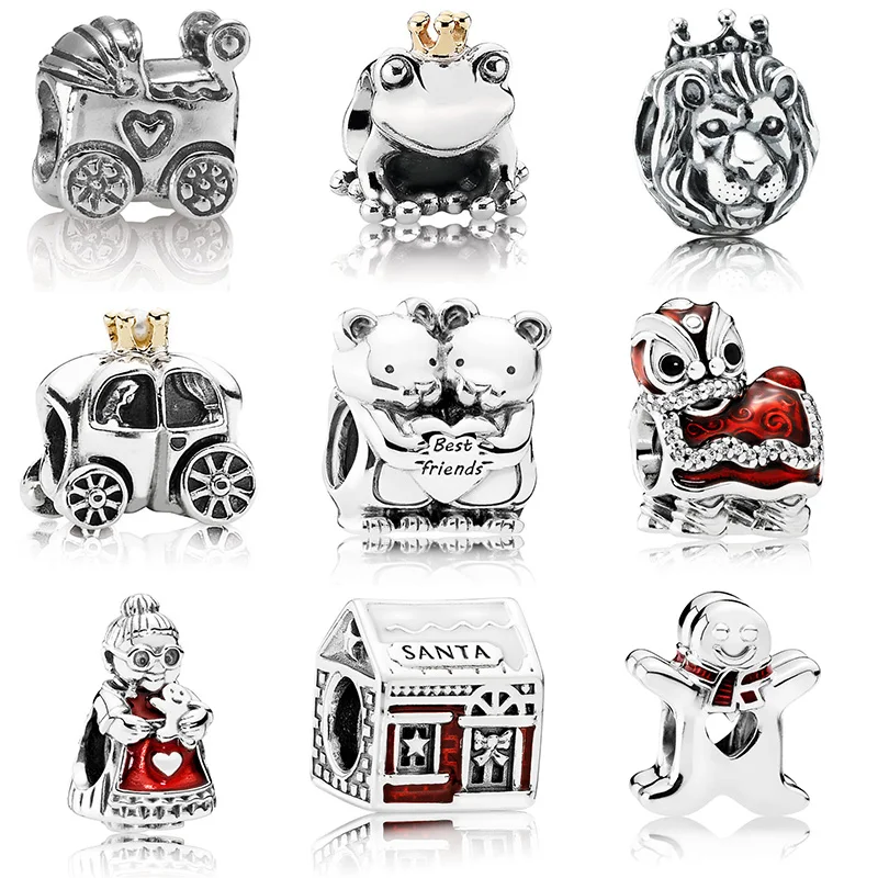 Горячая серебряные бусы дом медведь принцесса автомобиль лягушка Глазурь бисер для 925 оригинальные Pandora Браслеты и браслеты ювелирные изделия