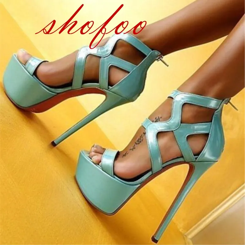 

SHOFOO SHOES,Beautiful fashion women's shoes, banquet high-heeled sandals, women's sandals, thick platform sandals. SIZE:34-45