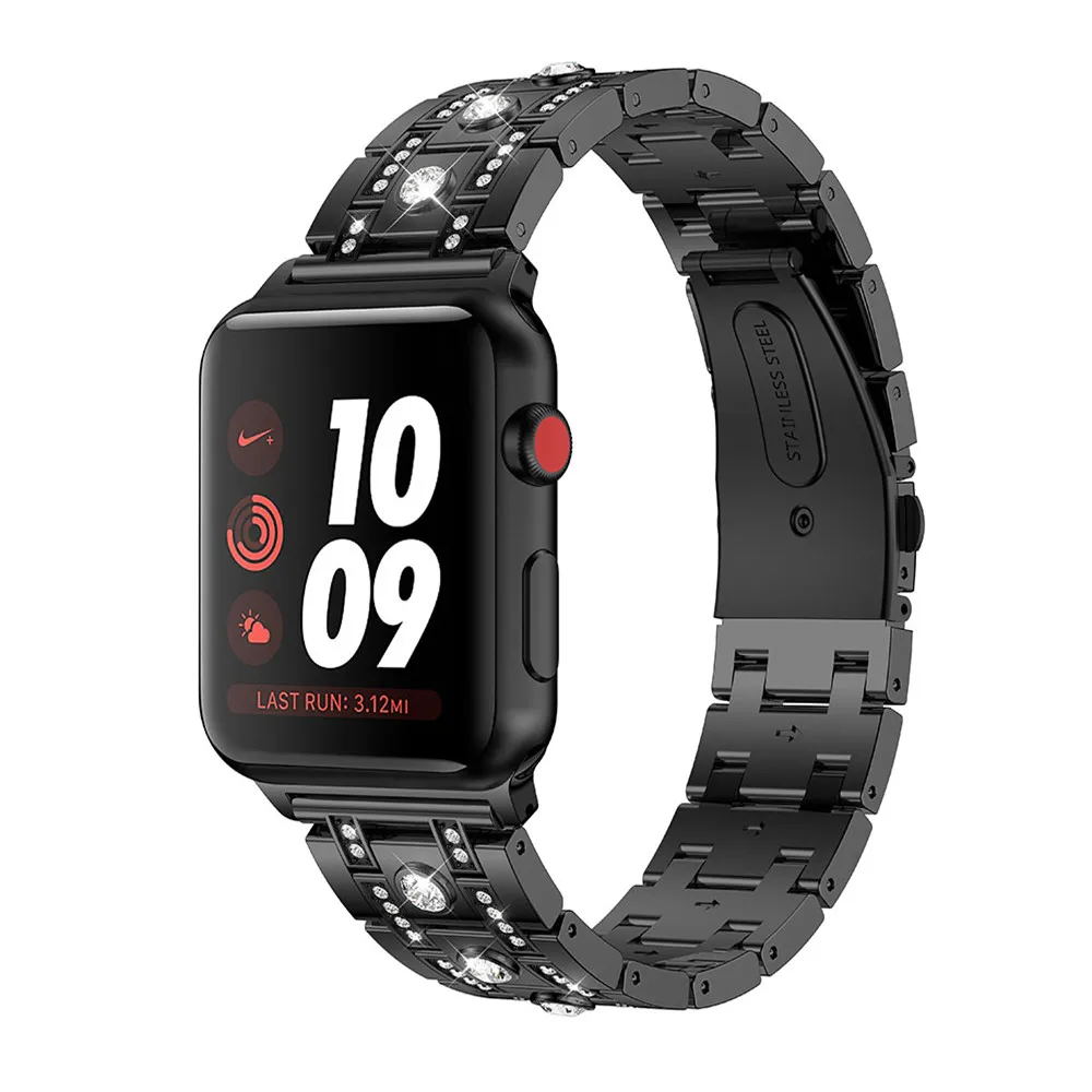 Мозаичная Алмазная стальная полоса для Apple Watch 40 мм 44 38 42 Frontier ремешок смарт часов