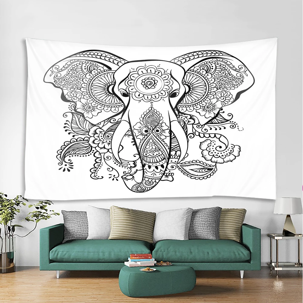 Elephant Tapestry Mandala Indian Wall Hanging Printed Decoration Beach Mat Christmas | Дом и сад