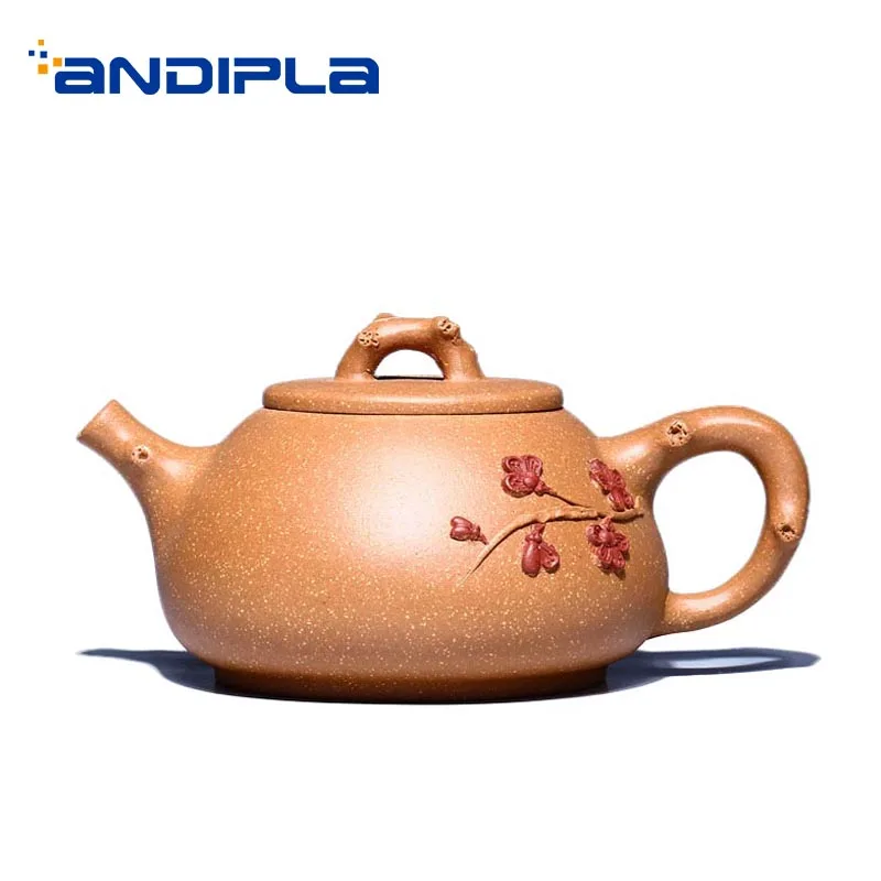 

300ml Authentic Yixing Purple Clay Teapot Plum Flower Pattern Art Zisha Pot Raw Ore Teaware Household Tea Ceremony Tea Kettles