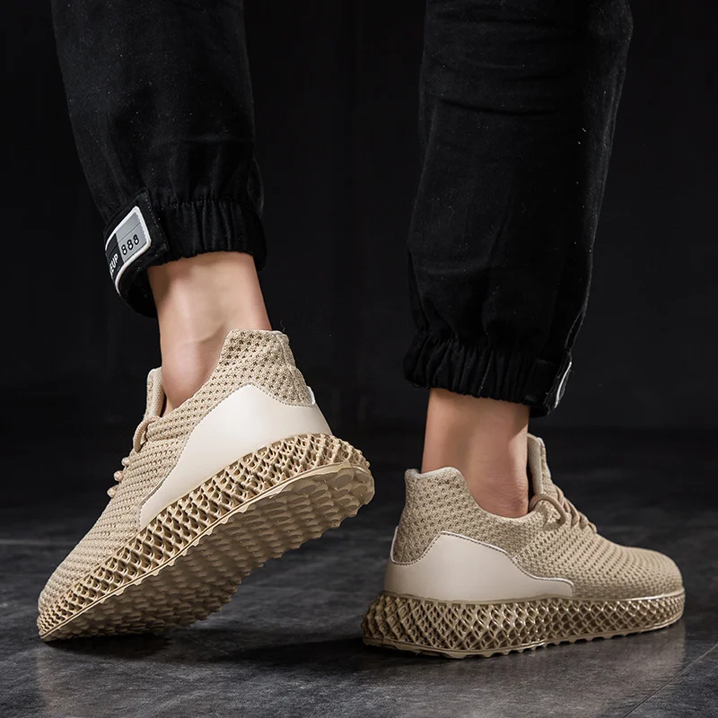 Мужская Беговая спортивная обувь Flyknit дышащие Нескользящие мягкие мужские комфортные кроссовки для активного отдыха Удобная прогулочная обувь