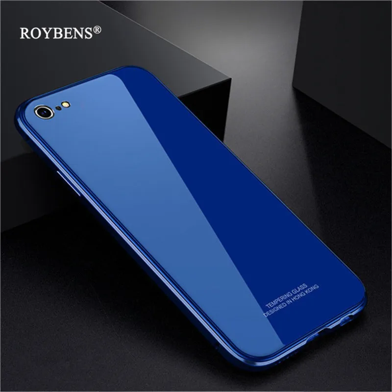 Для iphone 6 6S чехол для телефона из закаленного стекла + покрытие ПК металлический