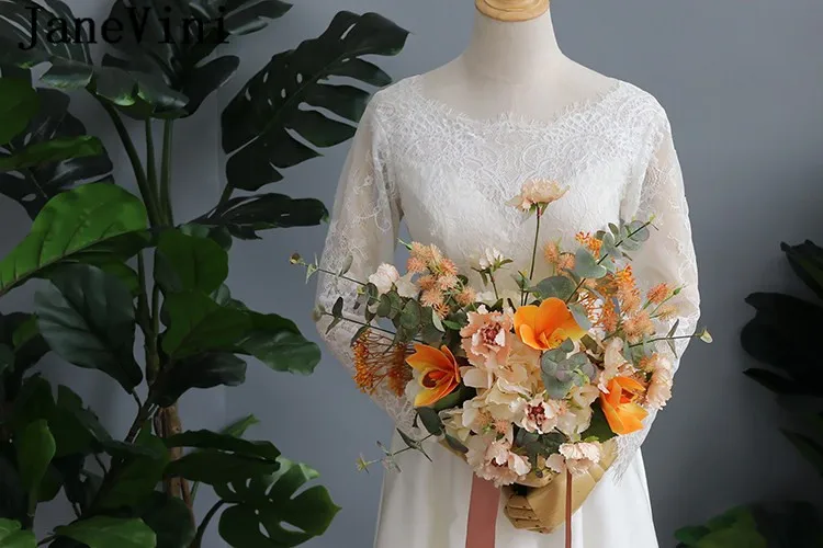 JaneVini 2019 оранжевые свадебные букеты для подружек невесты Cymbidium Eucalyptus Свадебный