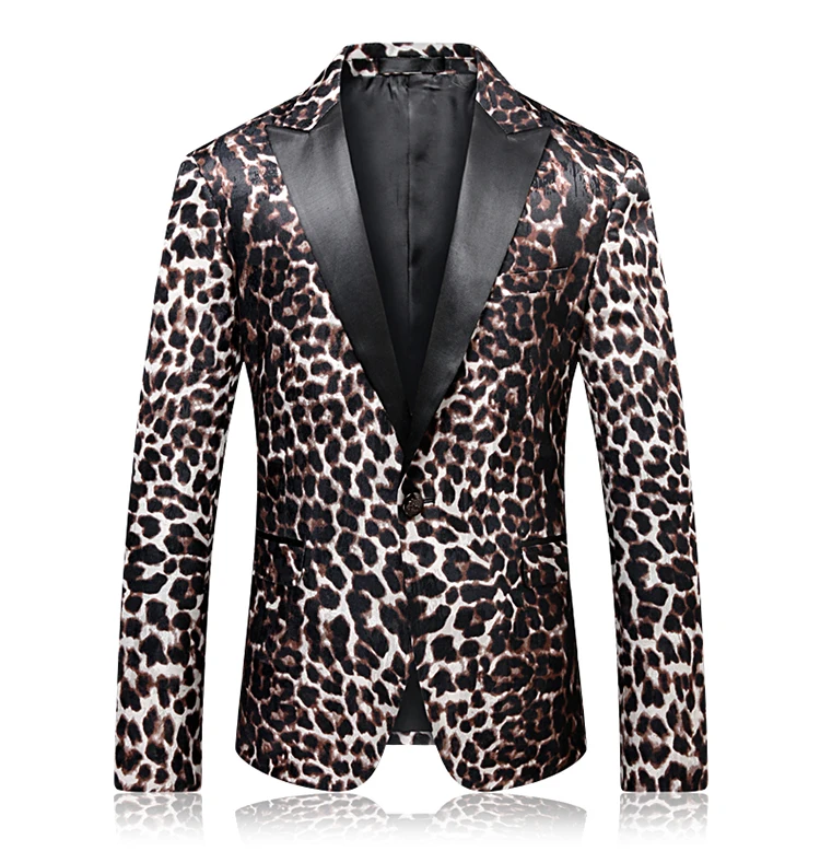 

Spring New Arrival Men's Peaked Lapel Business Casual Blazers Men Coats Jacket Classics Woolen Leopard Print Blazer Men Jacket