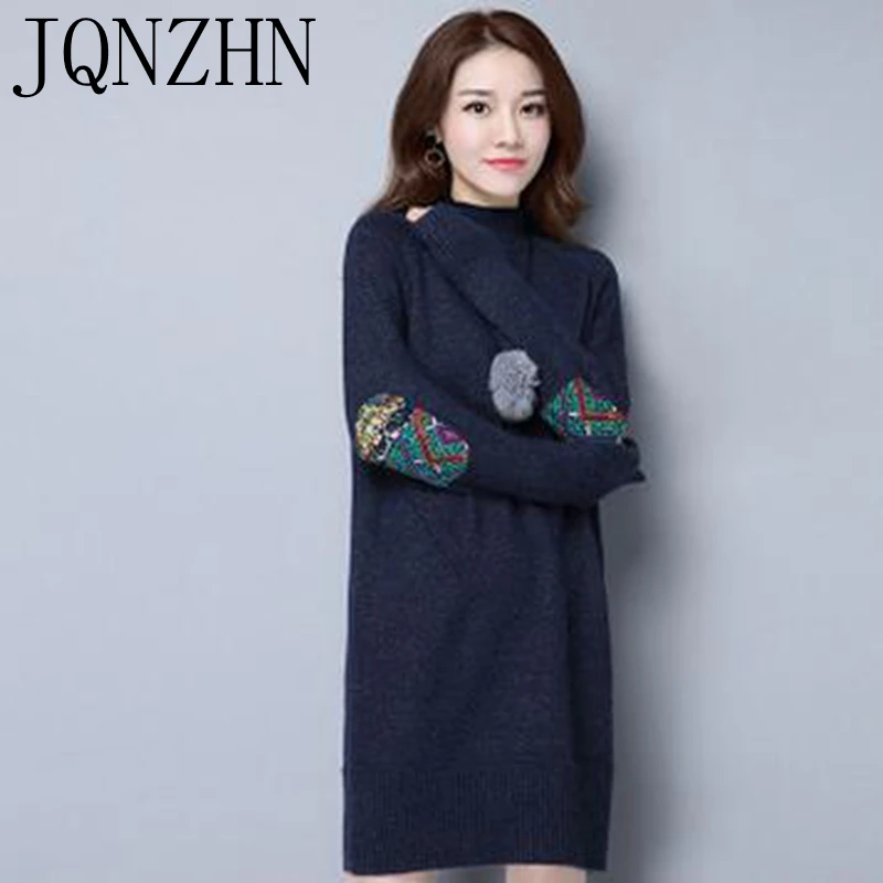 JQNZHNL2017Autumn зимние Большой ярдов Женская Одежда Свитер Dress Мода slim вязание Свитера
