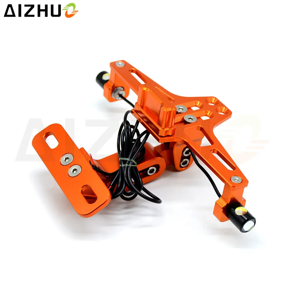 Universal Motorcycle Registration License Plates Holder With Led Light Motorbike CNC Aluminum Number Plate For Honda Suzuki | Автомобили и