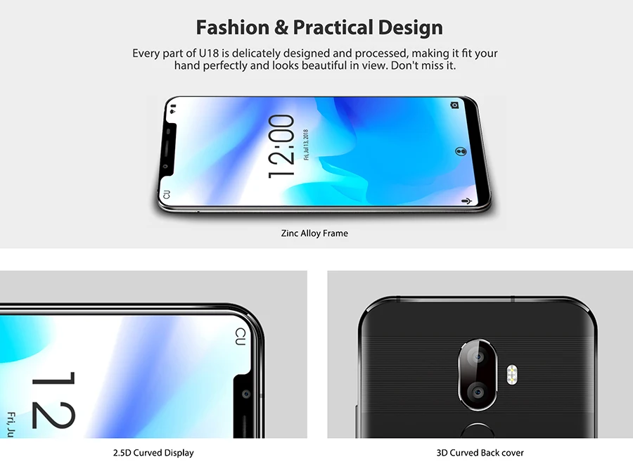 Мобильный телефон Oukitel U18, 5,85 дюйма, 21:9, полный дисплей, распознавание лица, MT6750T, четыре ядра, Android 7,0, 4 Гб ram, 64 ГБ rom, 4000 мАч, 16 МП