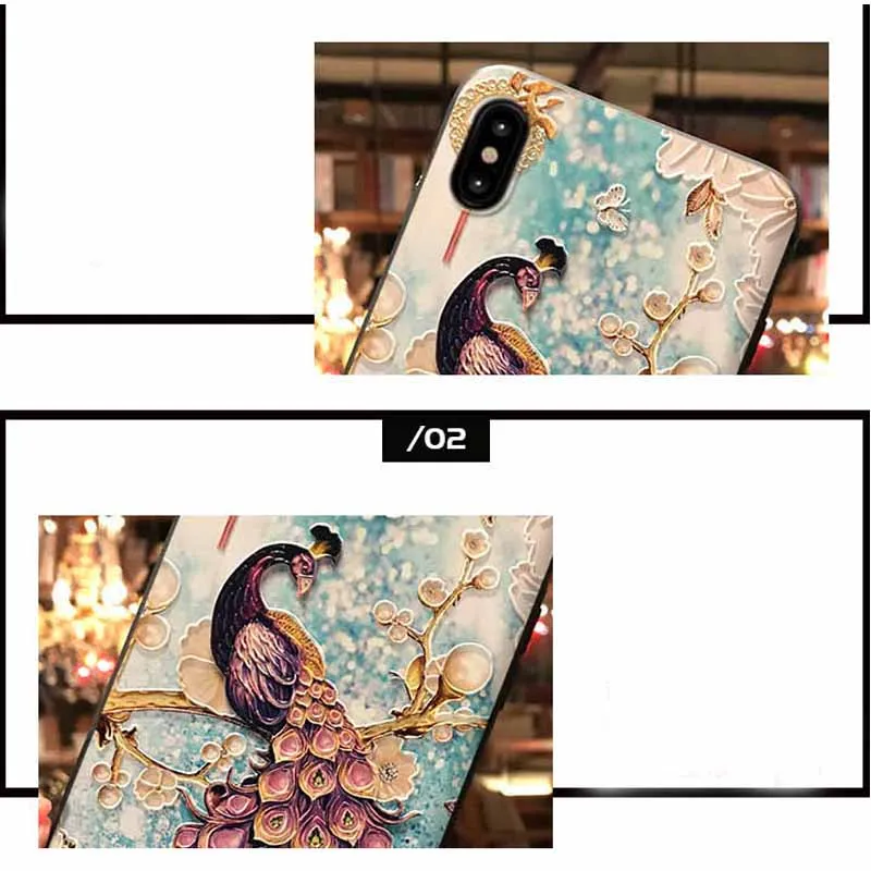 JIBAN ретро павлин тиснением Краски Матовый телефон случае для samsung S10 S9plus Note9 S8plus