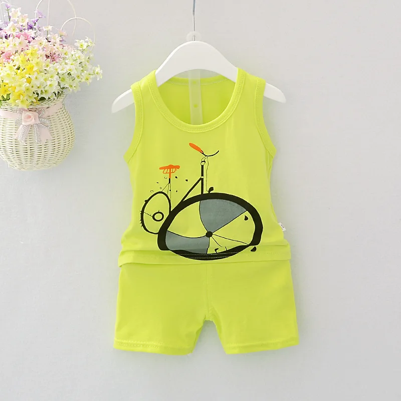 

2019 new summer baby girls and boys clothes quality cotton kids bodysuit sleeveless children clothing sets cartoon body vest
