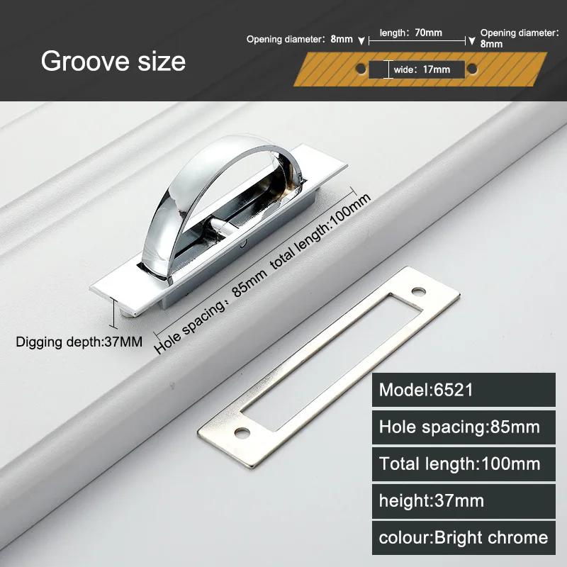 Bright chrome Feng YE Tatami Скрытая ручка из сплава утопленные флеш поворотные ручки яркий хром Темный сочетающийся винт для двери мебельная фурнитура - Цвет: Bright chrome