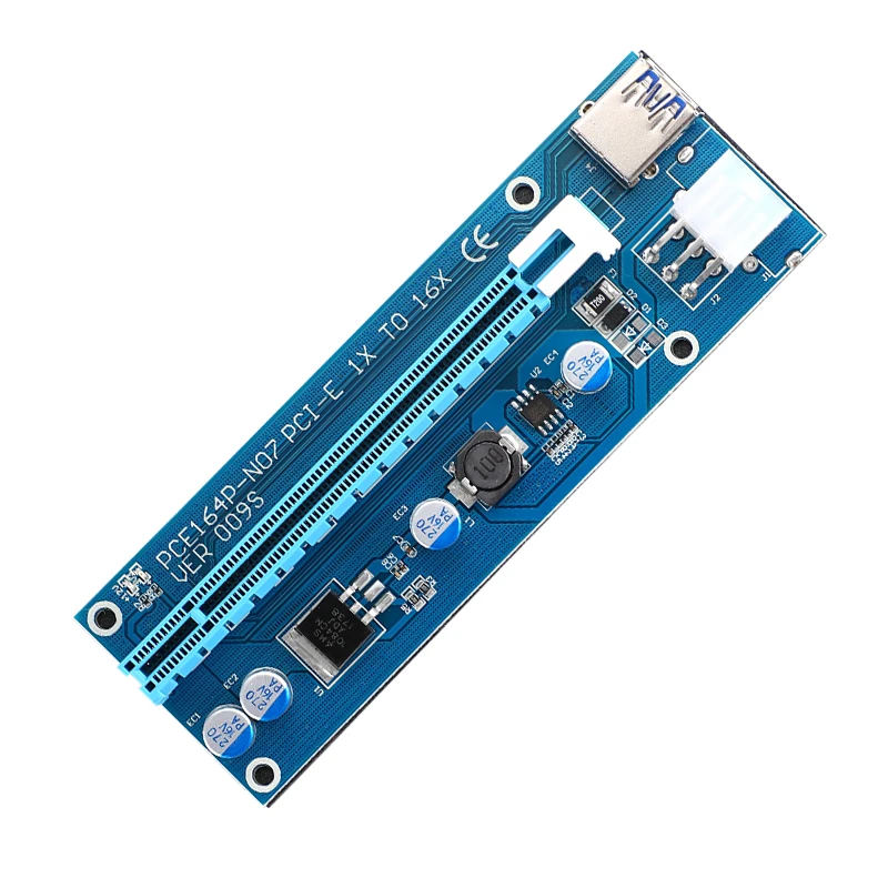 Ver 009S PCI E 1X до 16X Райзер карта расширения Express 6pin Sata адаптер питания USB 3 0 кабель для