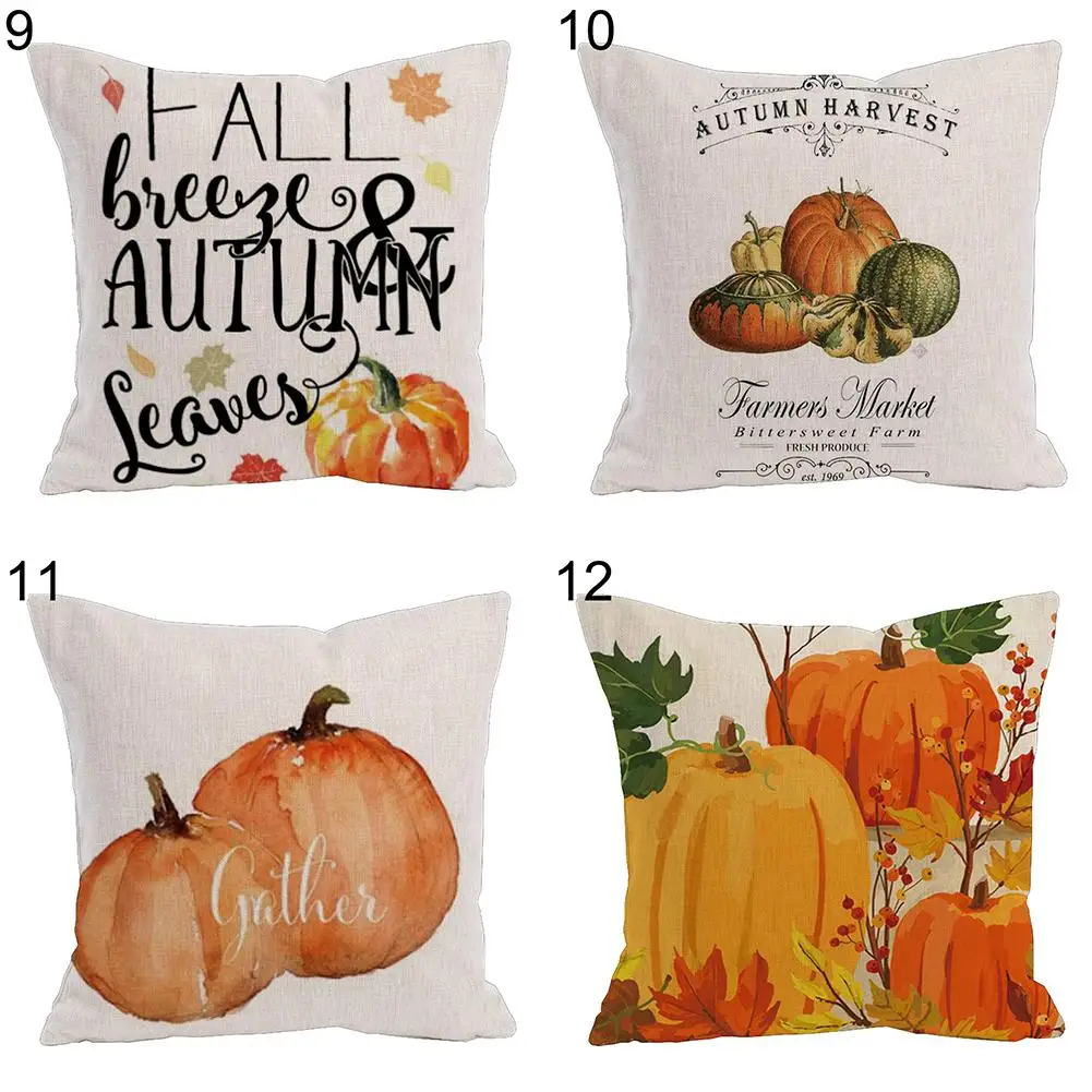Высококачественный льняной чехол для подушки с дизайном осеннего сбора тыквы