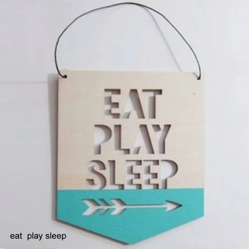 eat play sleep Лозунг баннер в скандинавском стиле Детская комната Декор гирлянда орнамент талисман деревянный подвесной Декор реквизит для фотосессии - Цвет: eat play sleep