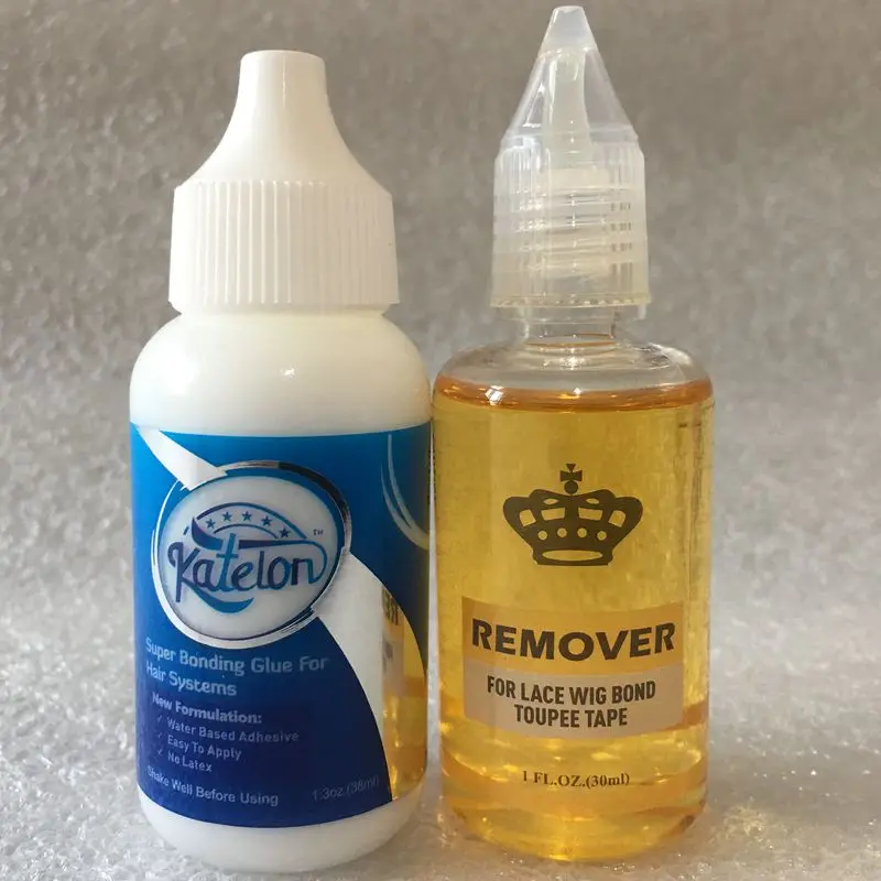 1 bottle 1.3 Oz 38 ml lace front wig glue Katelon super bonding glue with 1 bottle 1 Oz 30 ml yellow remover for wig glue - Цвет: Белый